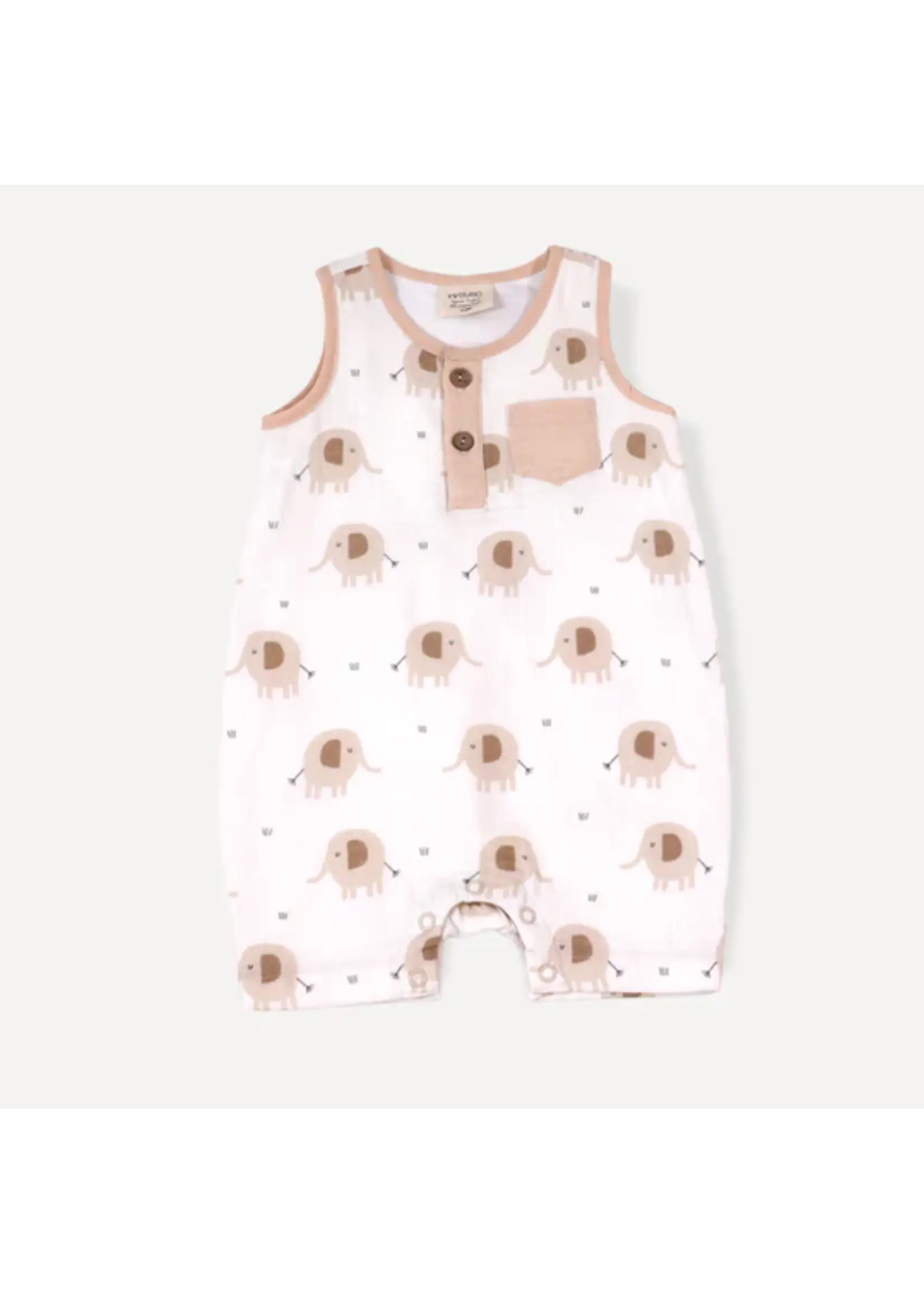 Viverano Elephant Henley Sleeveless Baby Romper