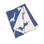 Viverano Knitted Dino Blanket - Blue & White