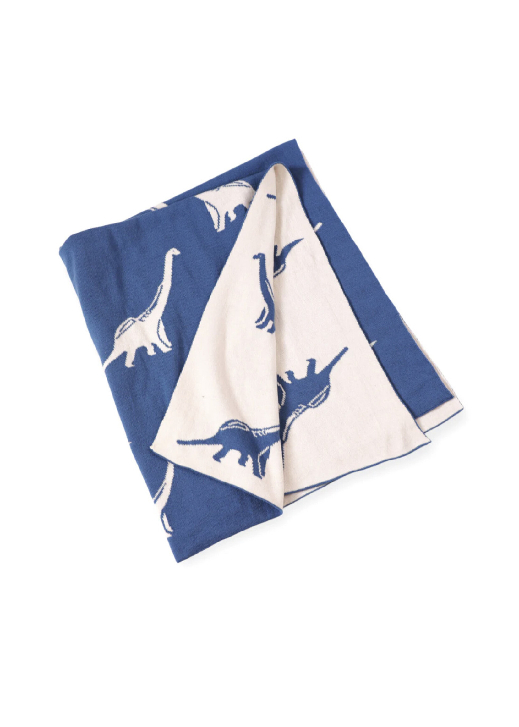 Viverano Knitted Dino Blanket - Blue & White