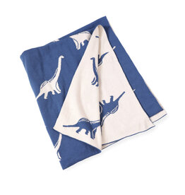 Viverano Knitted Dino Blanket - Blue & White