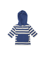 L'oved Baby Organic Hoodie - Slate & Beige Stripe