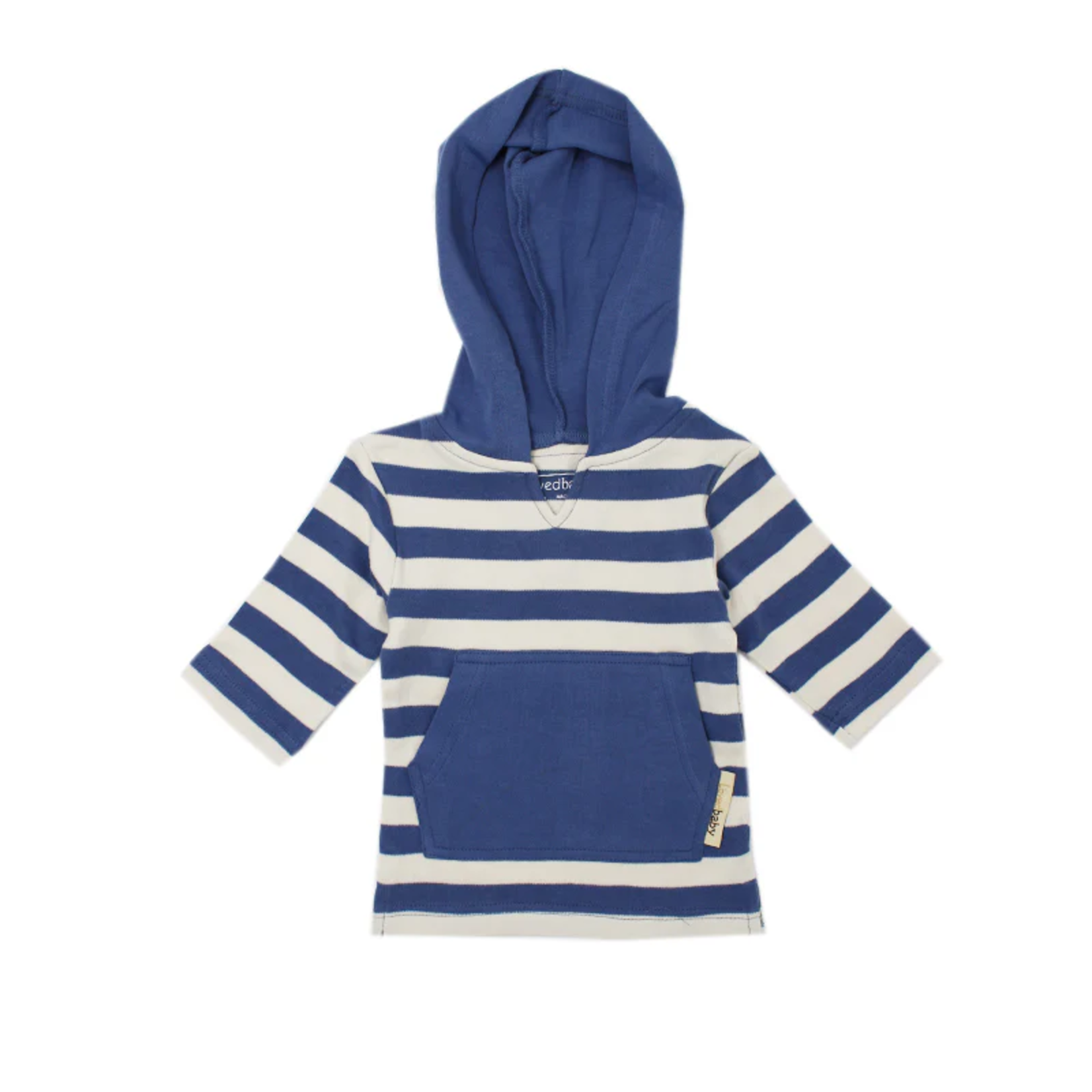 L'oved Baby Organic Hoodie - Slate & Beige Stripe