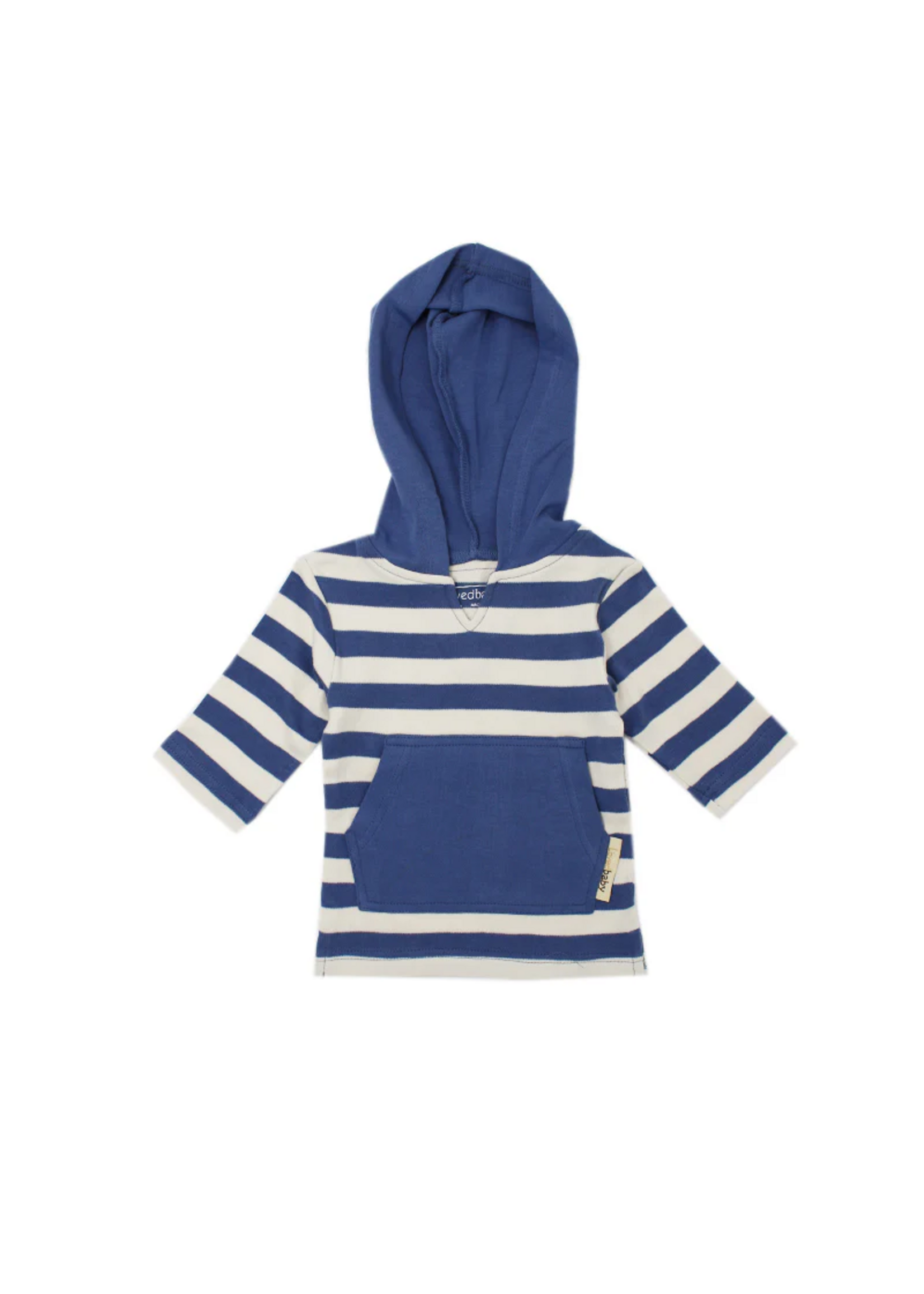 L'oved Baby Organic Hoodie - Slate & Beige Stripe