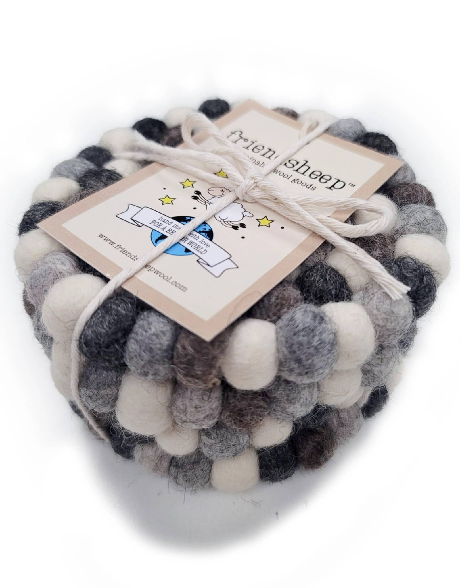 Friendsheep Wool Wool Coasters - Stone