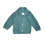 Viverano Shawl Collar Cable Knit Cardigan Sweater - Teal Blue