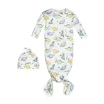 Knotted Gown & Beanie Set - Dino