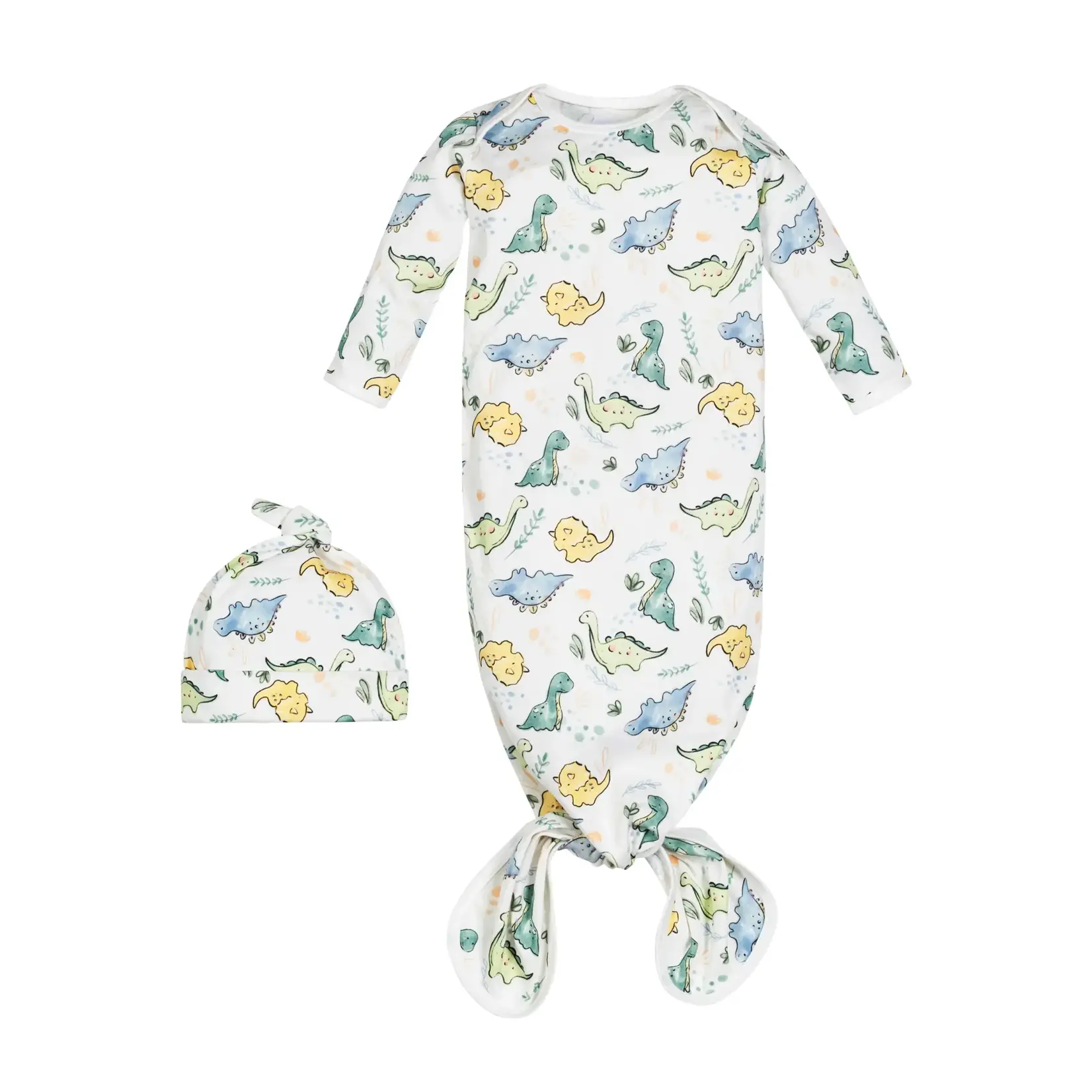 Knotted Gown & Beanie Set - Dino