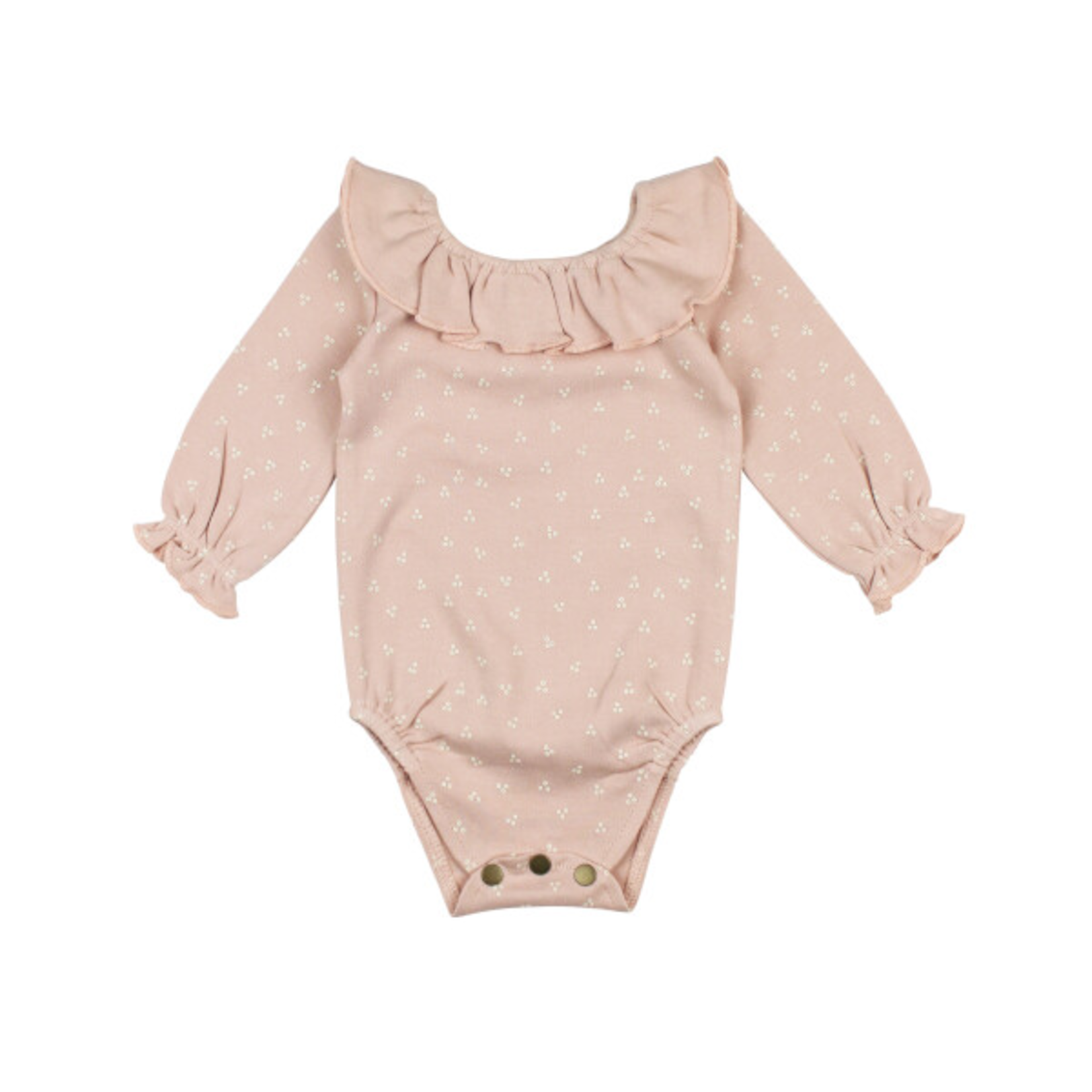 L'oved Baby Ruffle Neck Bodysuit - Rosewater Dots