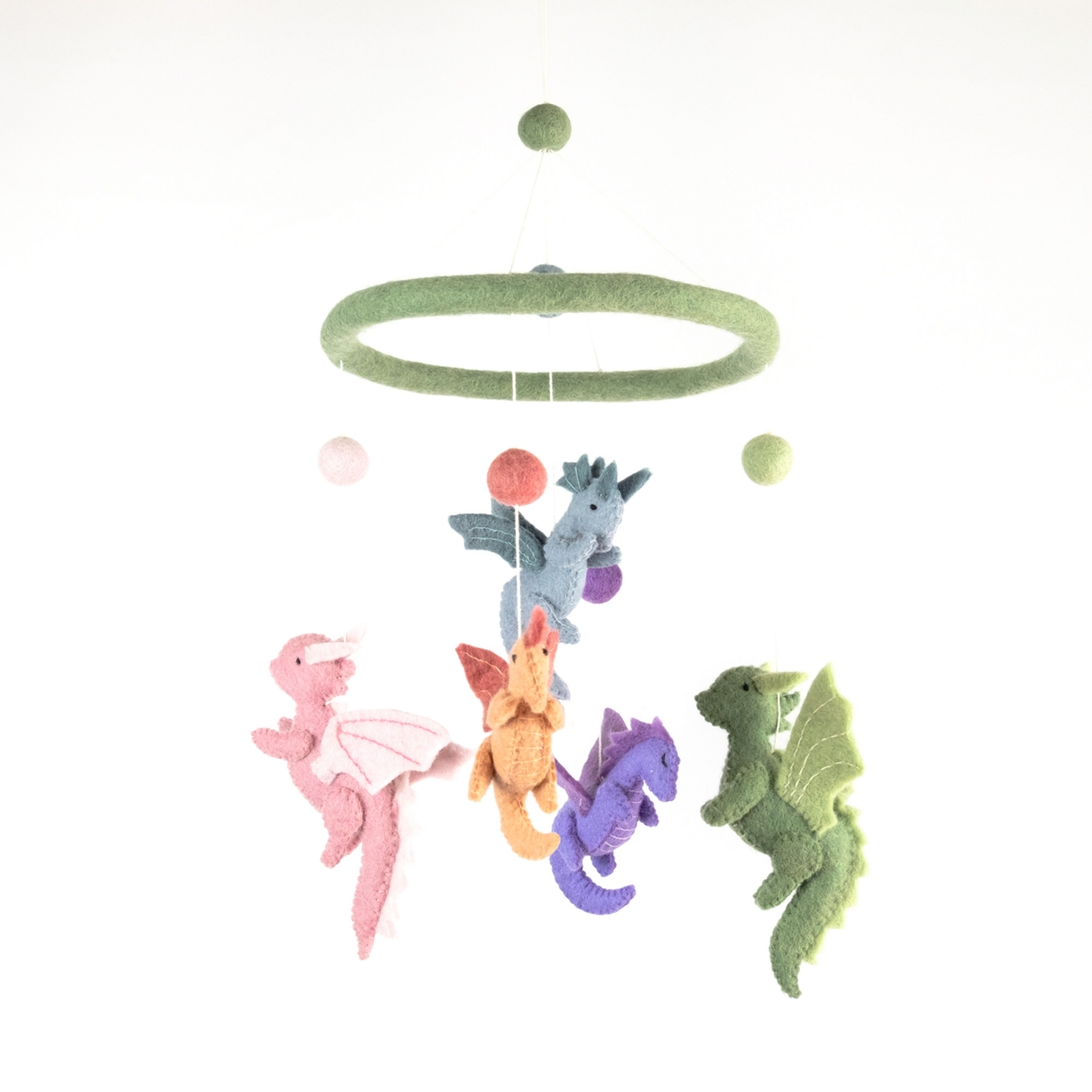 The Winding Road Wool Mobile - Pastel Baby Dragons