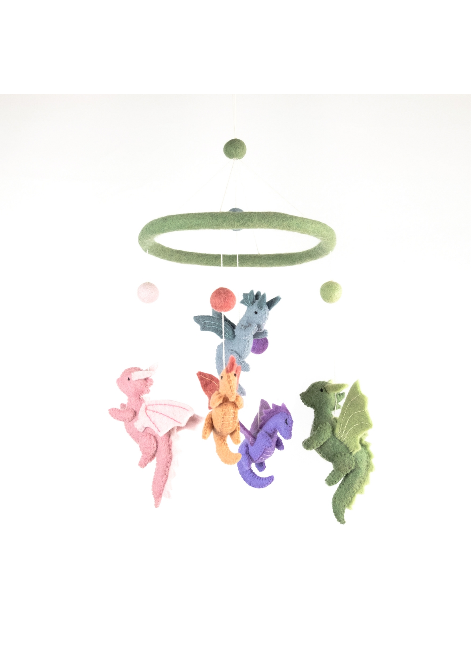 The Winding Road Wool Mobile - Pastel Baby Dragons
