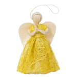 Abaca Sweetheart Praying Angel Ornament (Yellow)