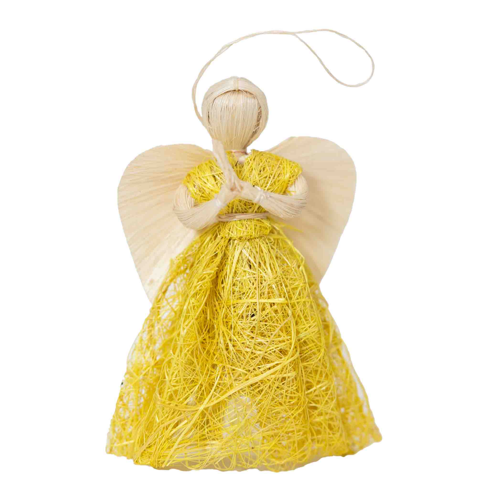 Abaca Sweetheart Praying Angel Ornament (Yellow)