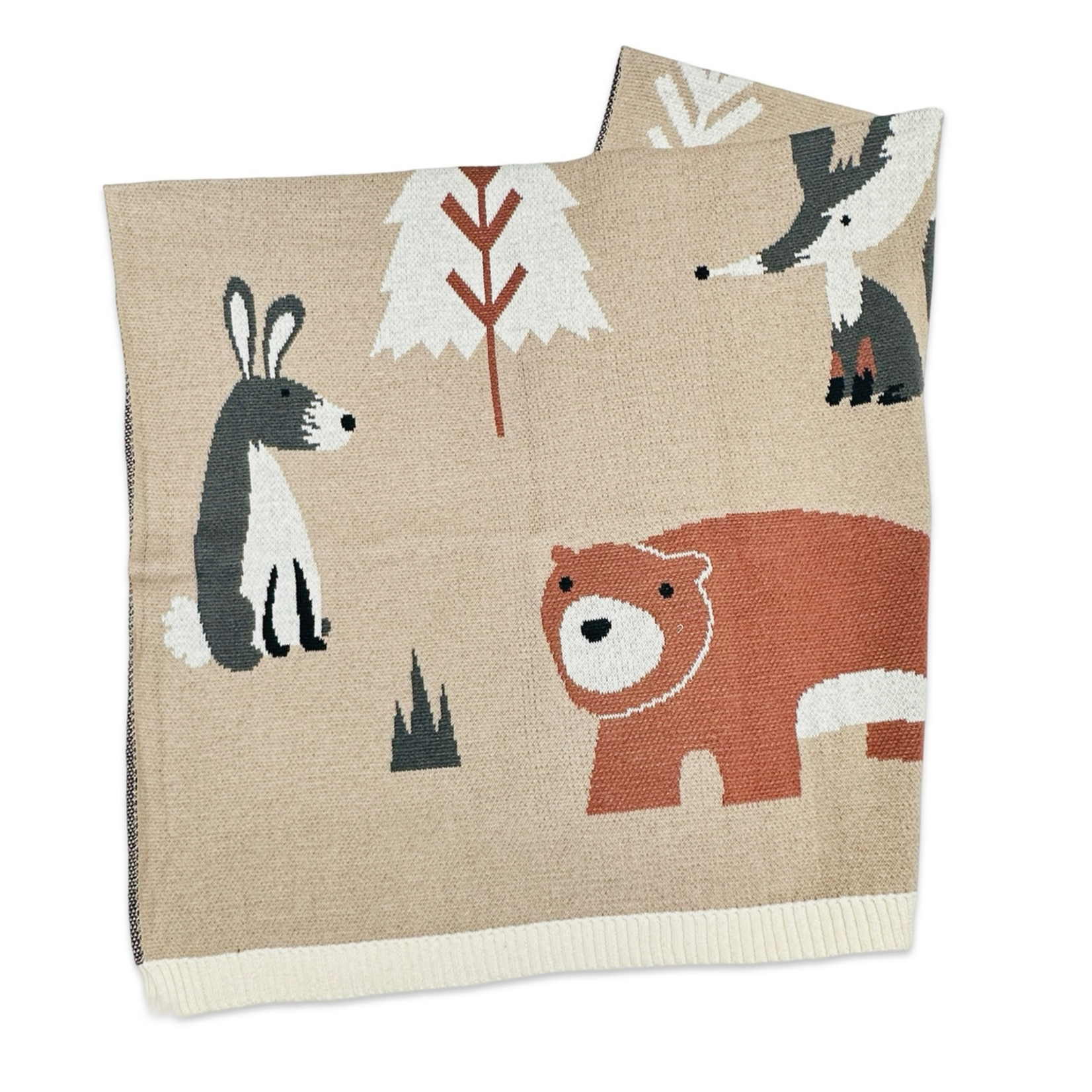 Viverano Woodland Bear Knit Baby Blanket