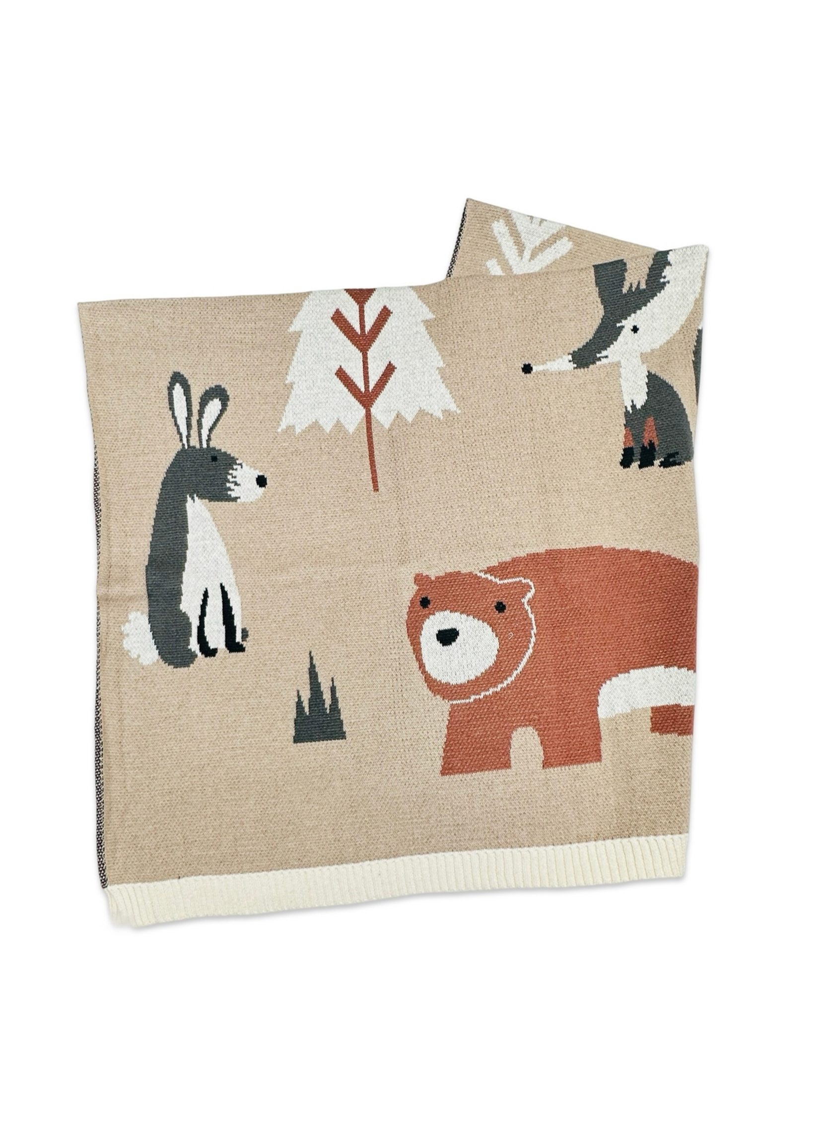 Viverano Woodland Bear Knit Baby Blanket