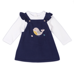 Viverano Bird Ruffle Tunic Dress & Bodysuit - Navy Blue