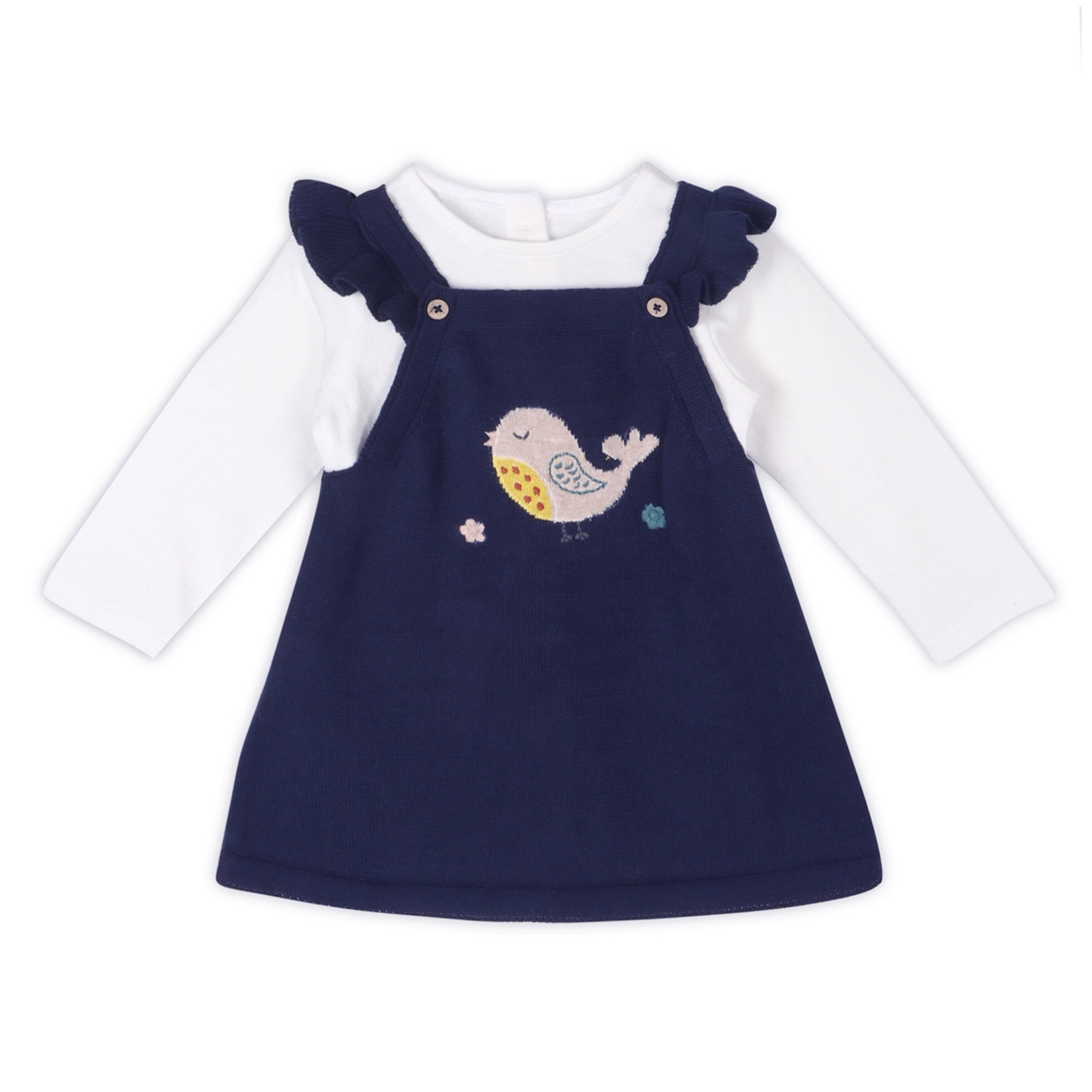 Viverano Bird Ruffle Tunic Dress & Bodysuit - Navy Blue