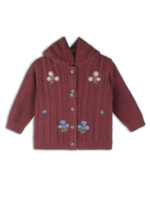 Viverano Floral Hooded Cardigan - Berry