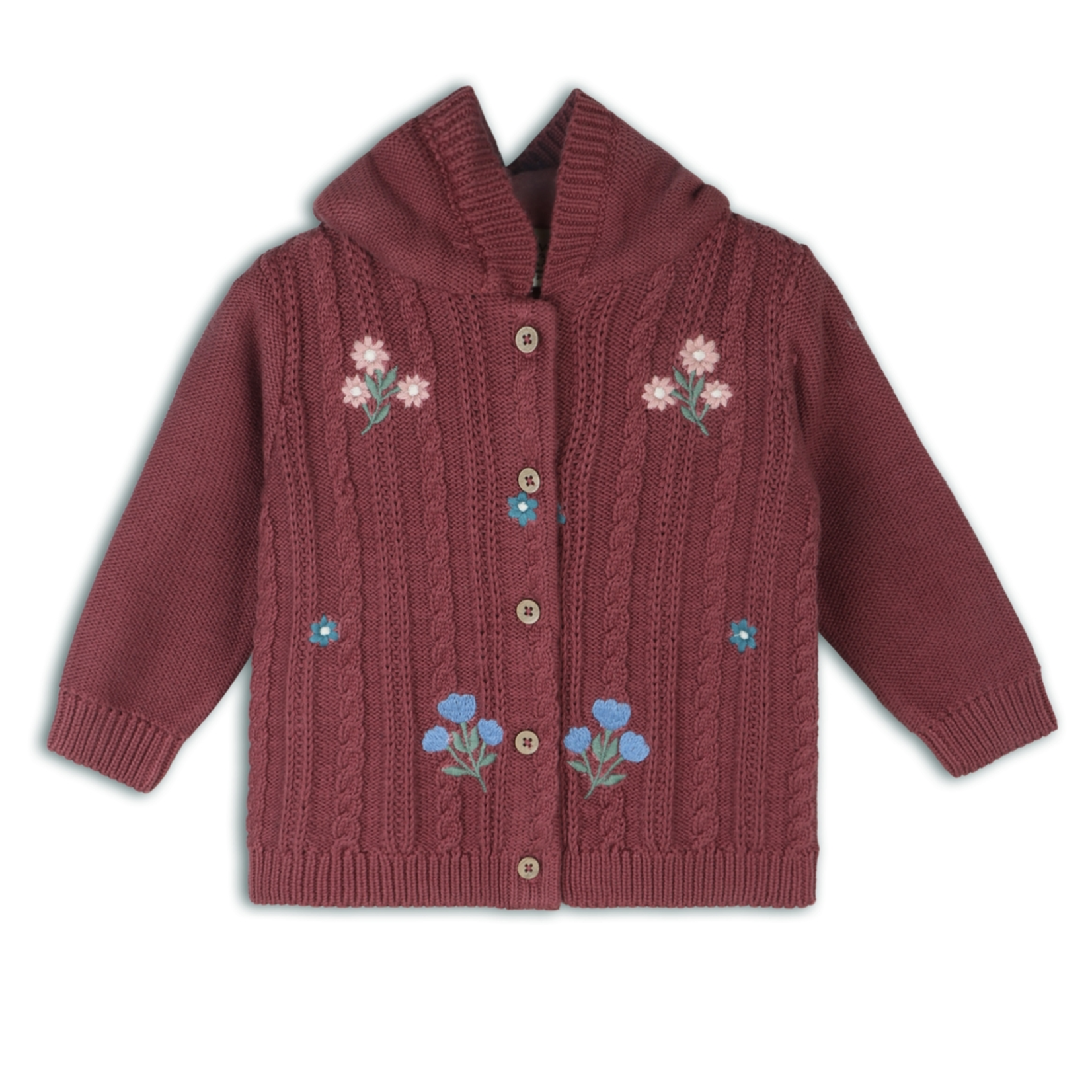 Viverano Floral Hooded Cardigan - Berry
