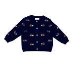 Viverano Train Embroidered Cardigan - Navy