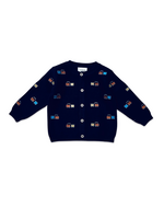 Viverano Train Embroidered Cardigan - Navy