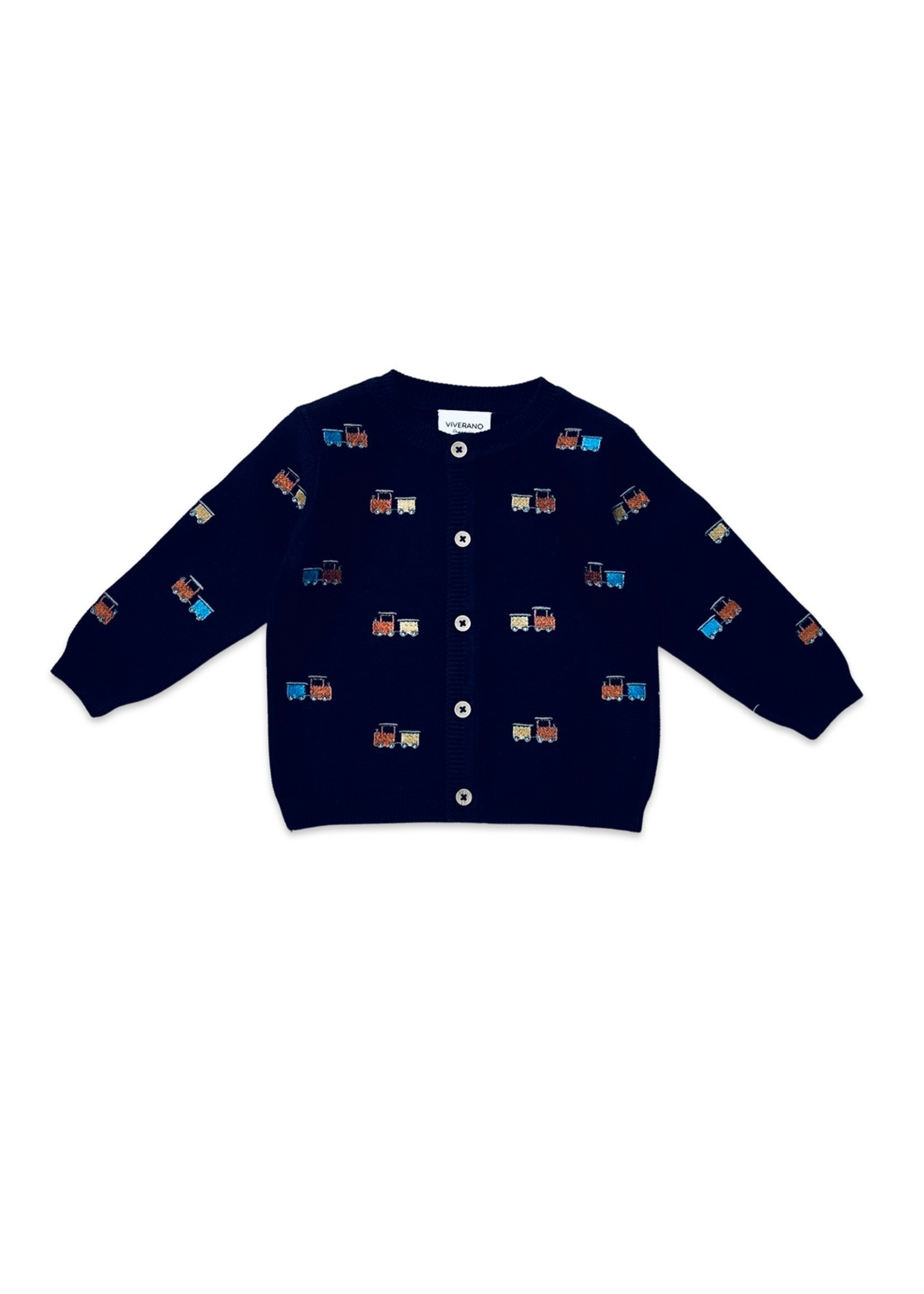 Viverano Train Embroidered Cardigan - Navy