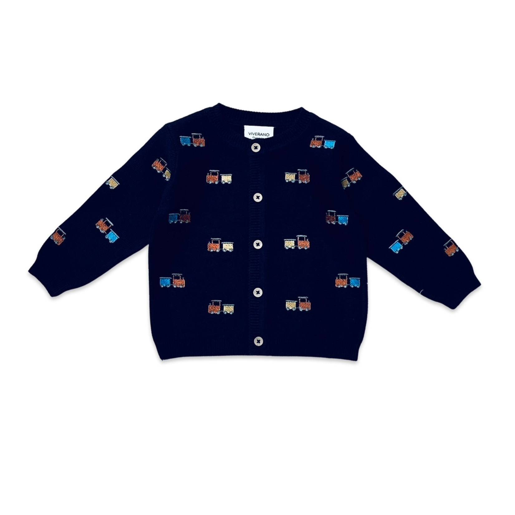 Viverano Train Embroidered Cardigan - Navy