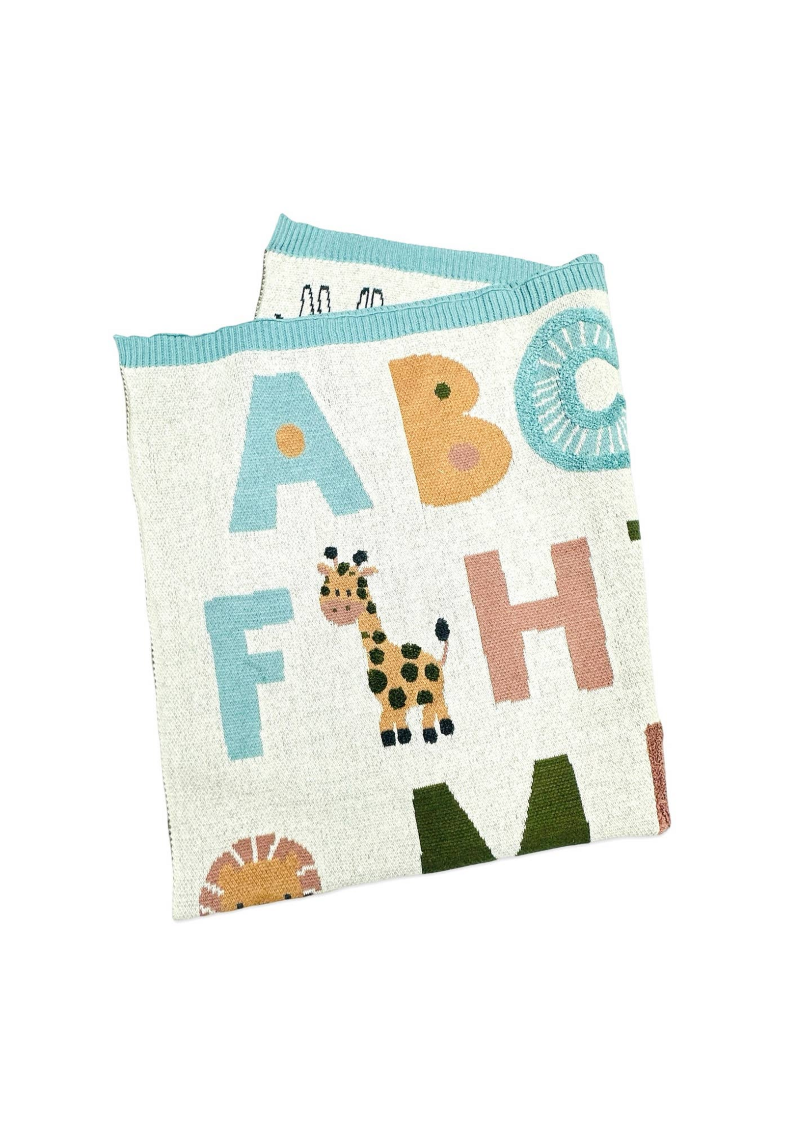 Viverano Knitted Alphabet Blanket Blue