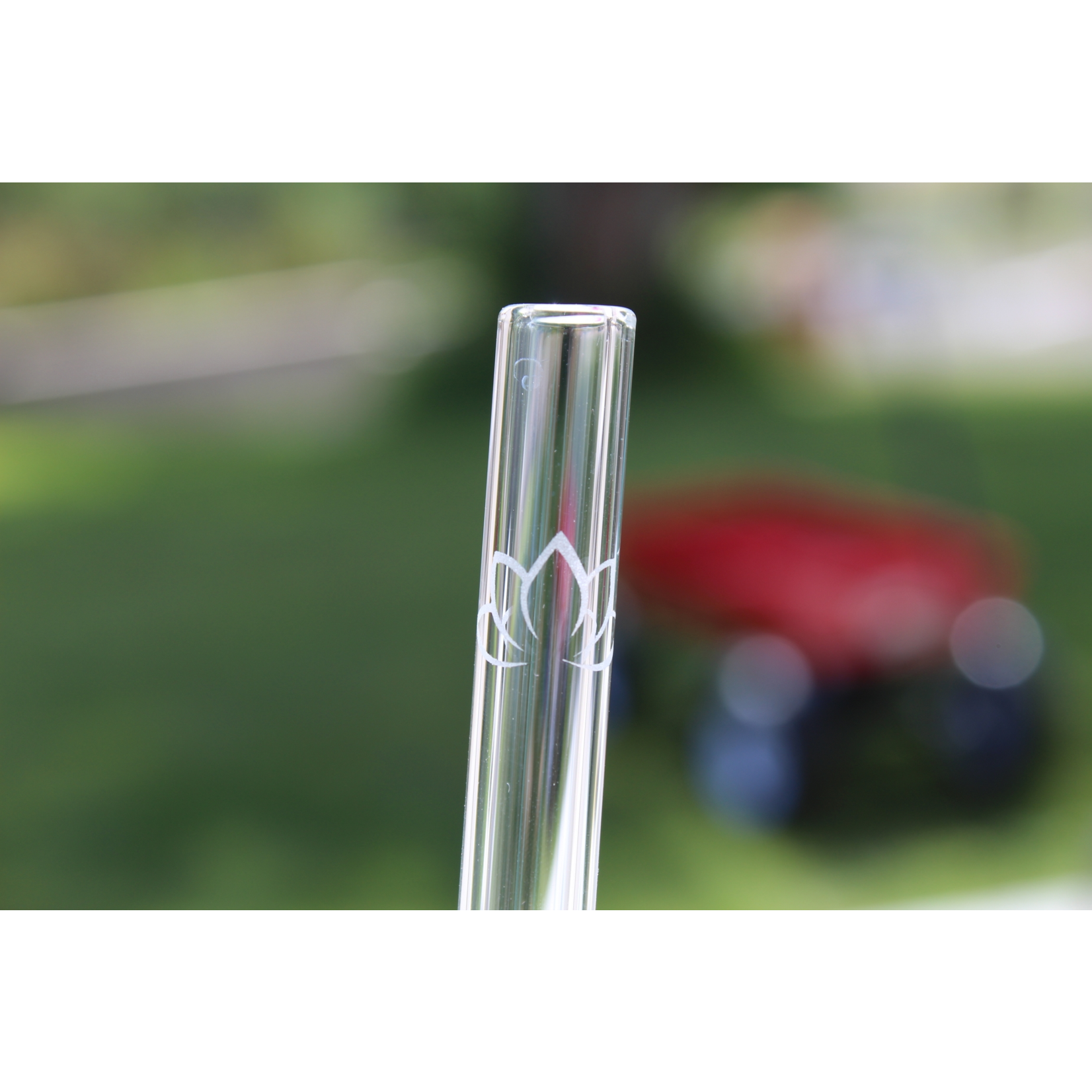 DrinkingStraws 8" Glass Drinking Straw - Etched Lotus - Standard