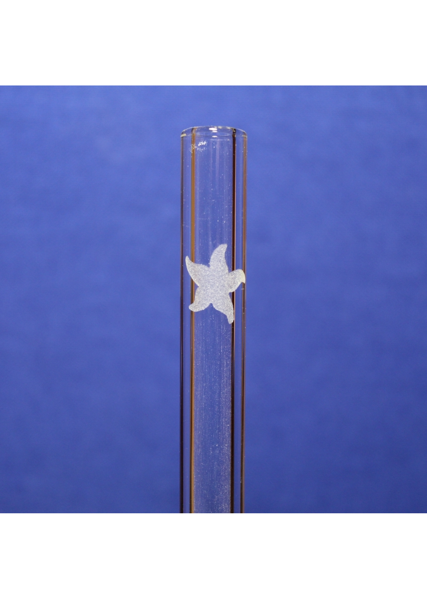 DrinkingStraws 8" Glass Drinking Straw - Etched Starfish - Standard