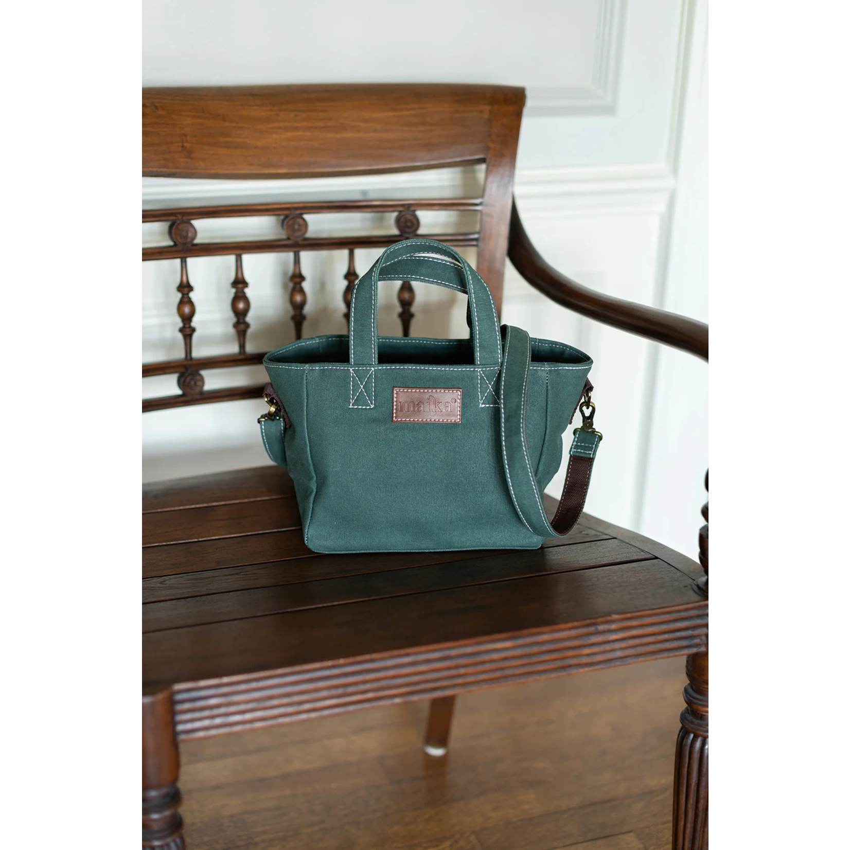 Maika Goods Recycled Cotton Canvas Mini Tote - Waxed Hunter Green