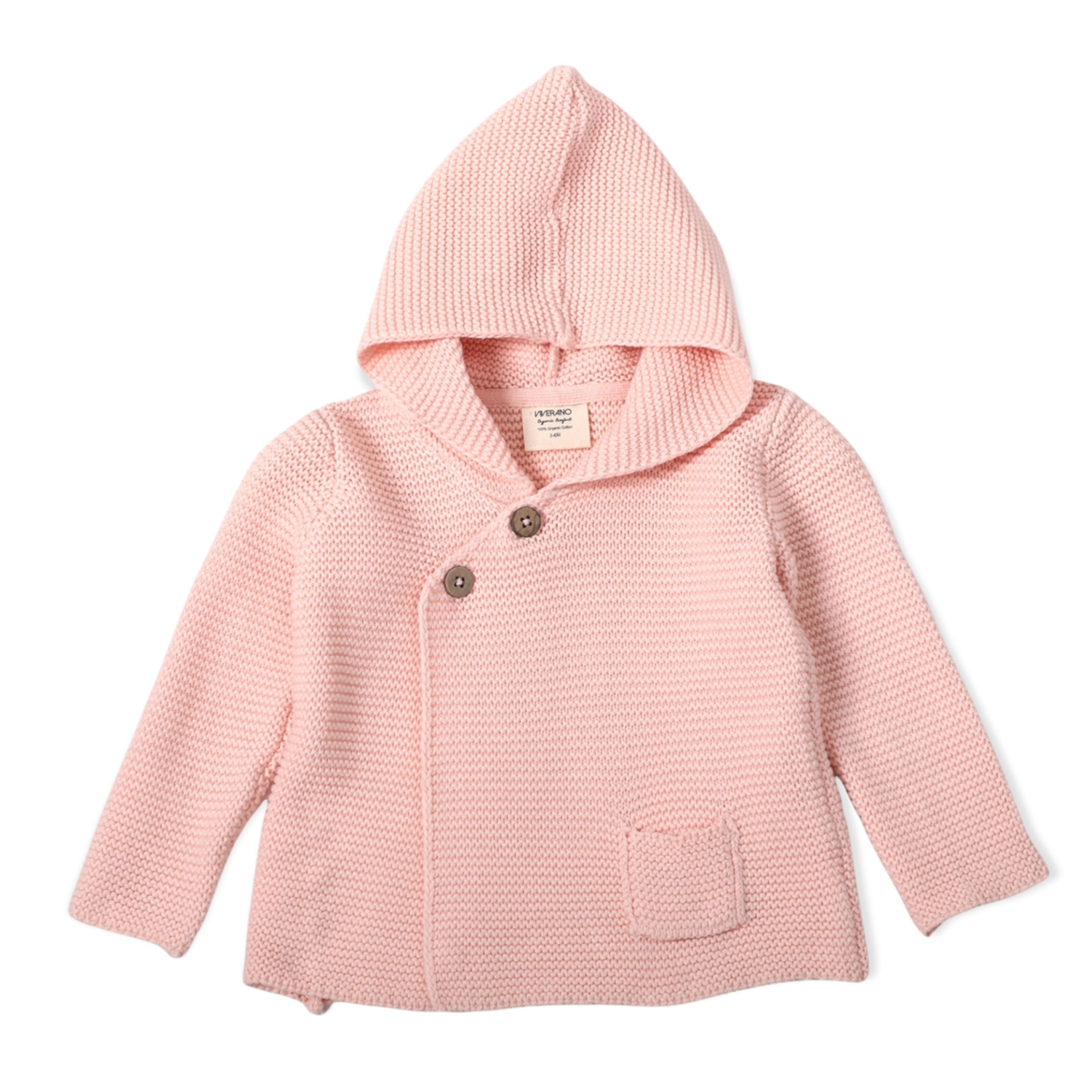 Viverano Hooded Knit Button Jacket - Blush
