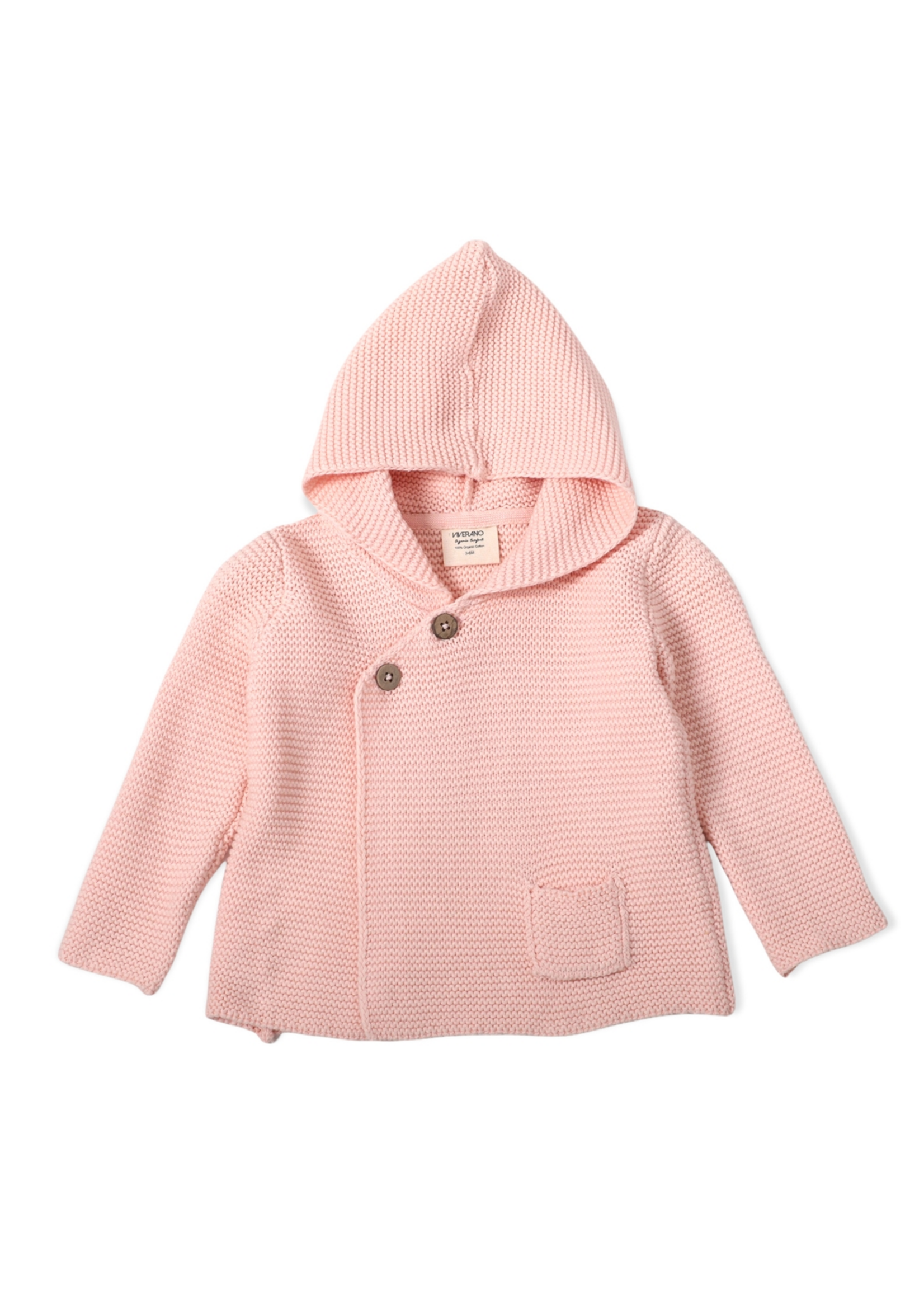 Viverano Hooded Knit Button Jacket - Blush