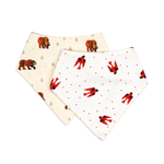 L'oved Baby Brown Bear & Red Bird Bandana Bib Set