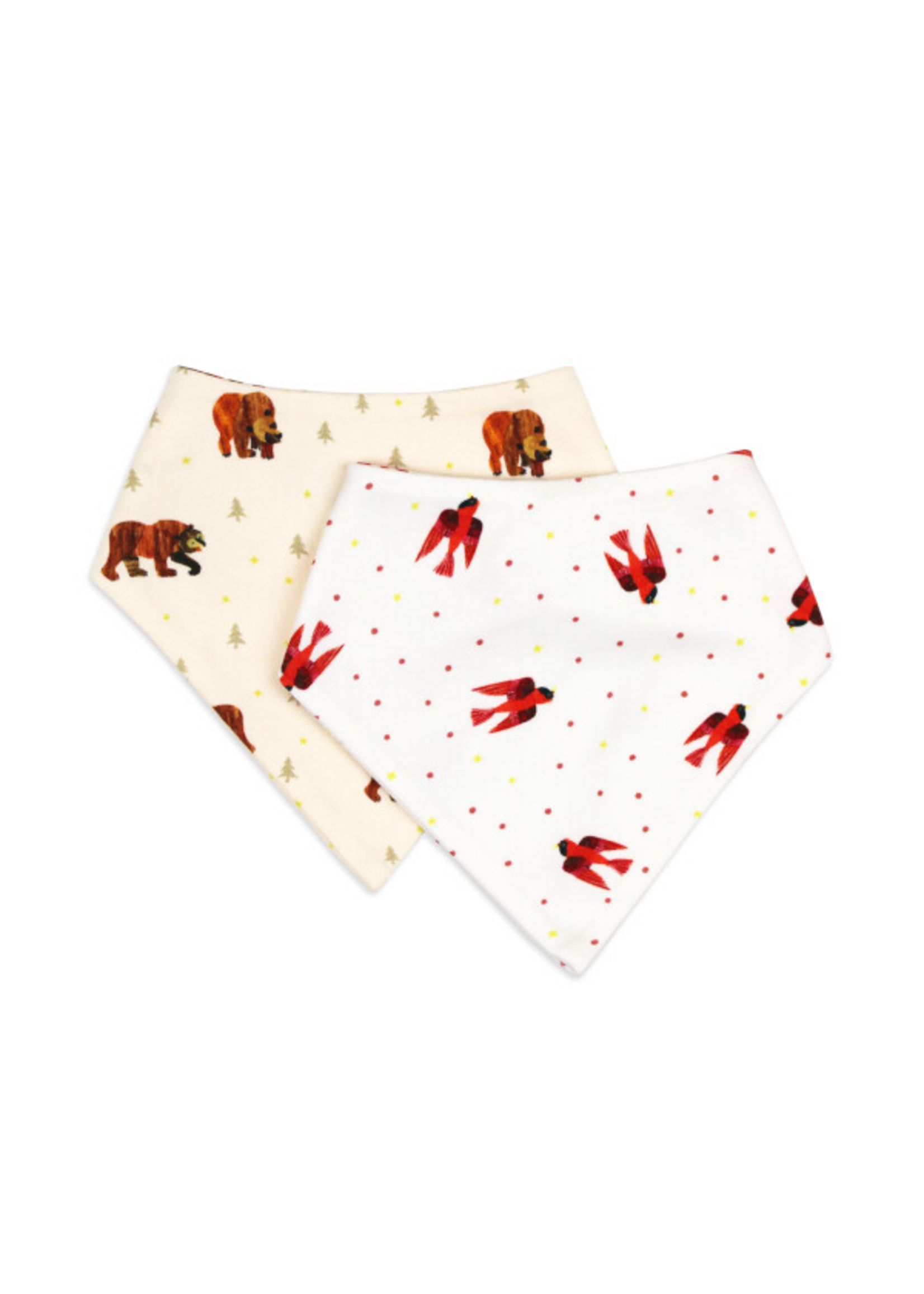 L'oved Baby Brown Bear & Red Bird Bandana Bib Set