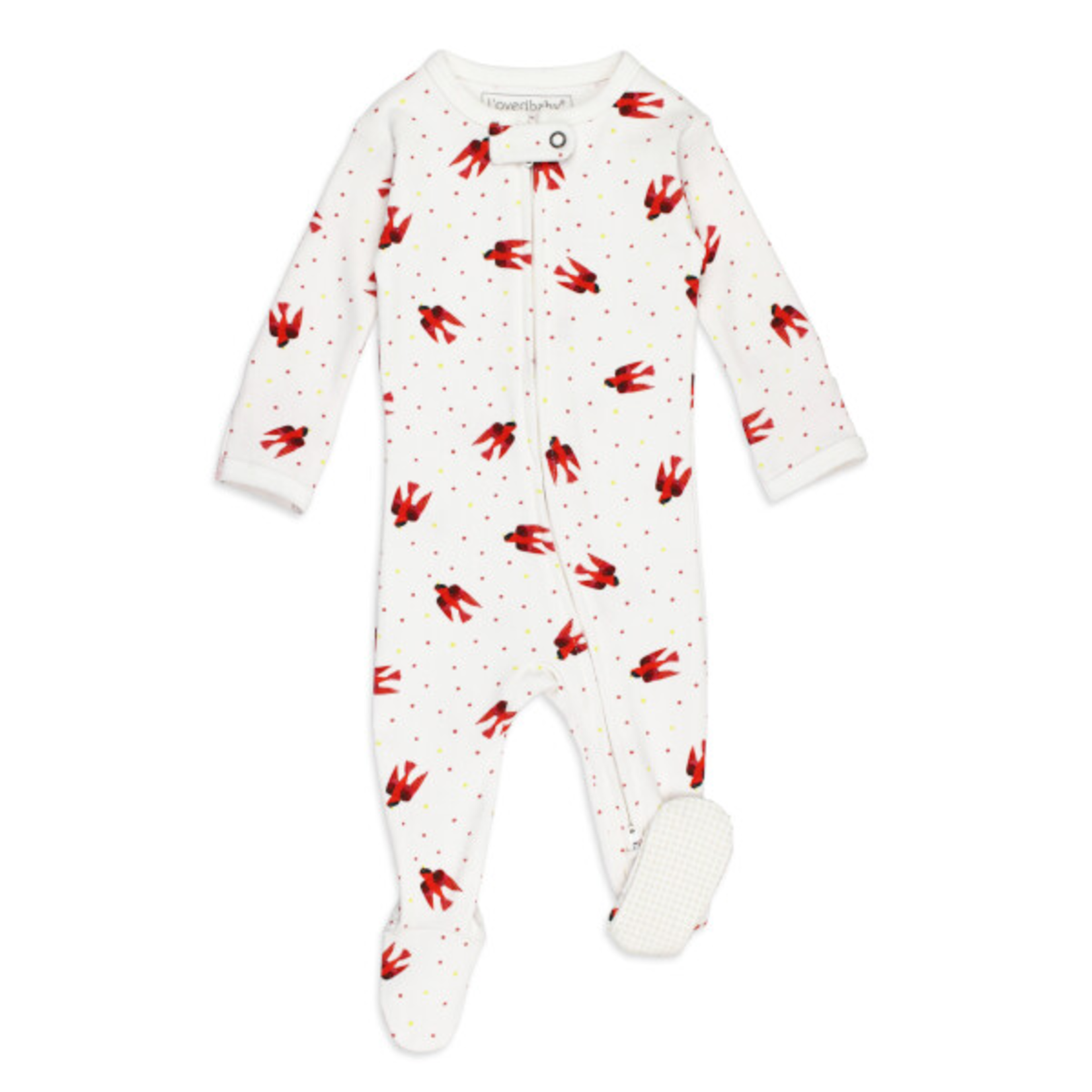 L'oved Baby Organic Zipper Footie- Red Bird