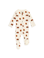 L'oved Baby Organic Zipper Footie- Brown Bear