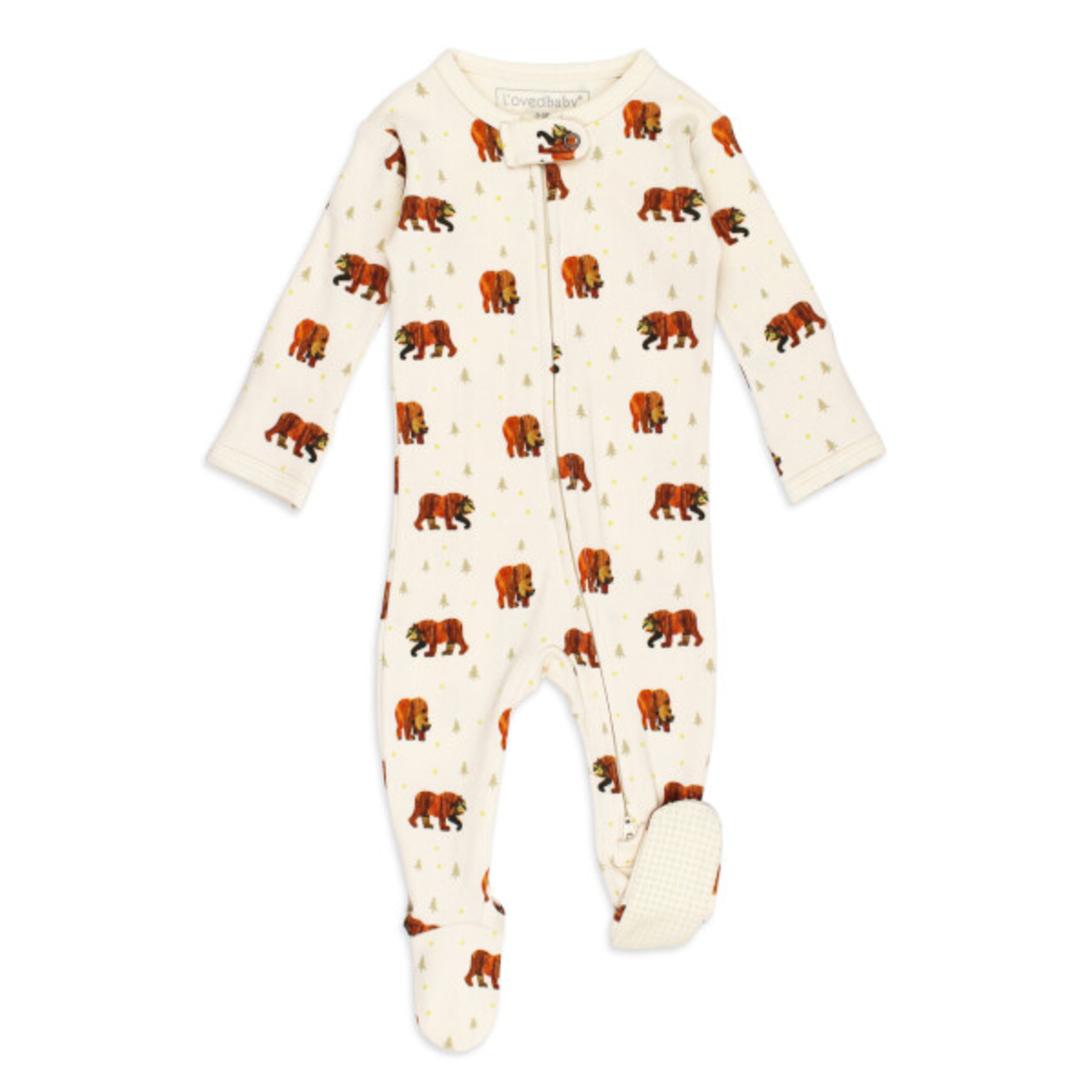 L'oved Baby Organic Zipper Footie- Brown Bear