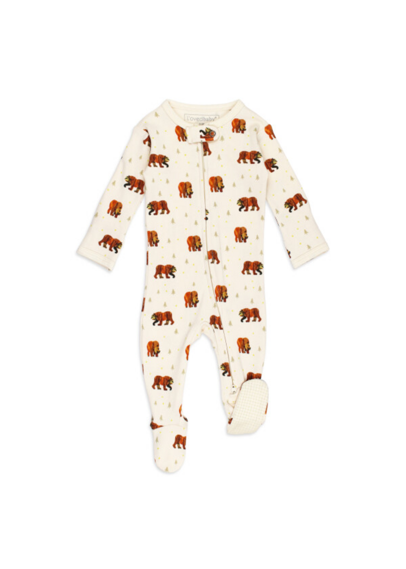 L'oved Baby Organic Zipper Footie- Brown Bear