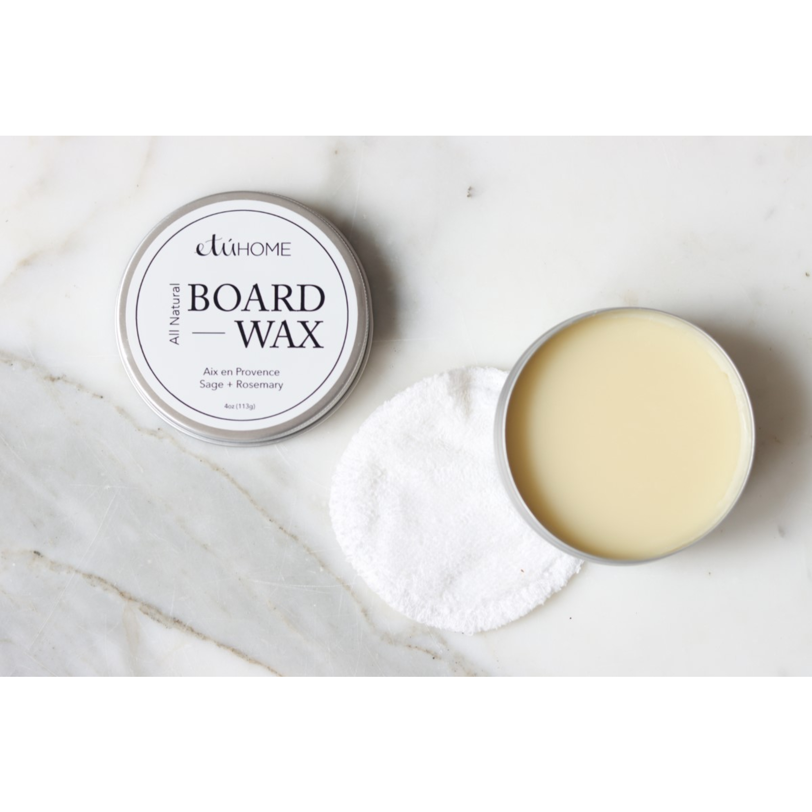 Etu Home All-Natural Wood Board Wax with Cloth Pad, Rosemary and Sage
