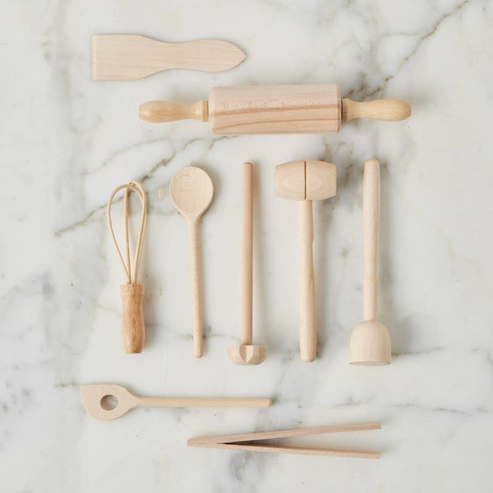 Etu Home Children's Mini French Beechwood Cooking Tool Set of 9 in Bag