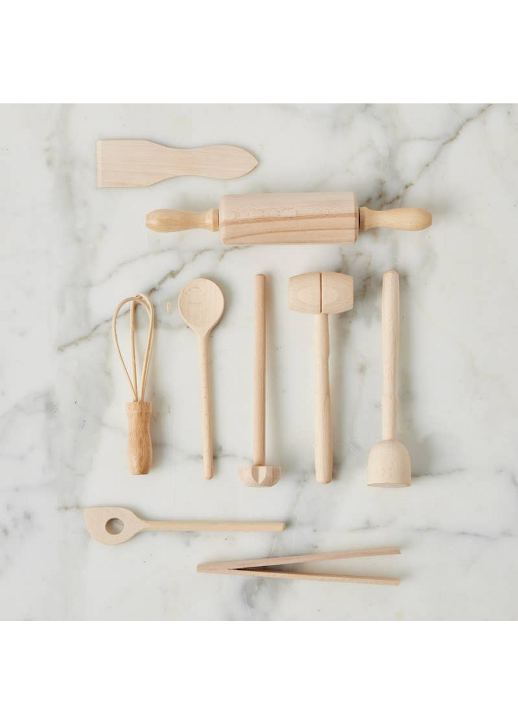 Etu Home Children's Mini French Beechwood Cooking Tool Set of 9 in Bag