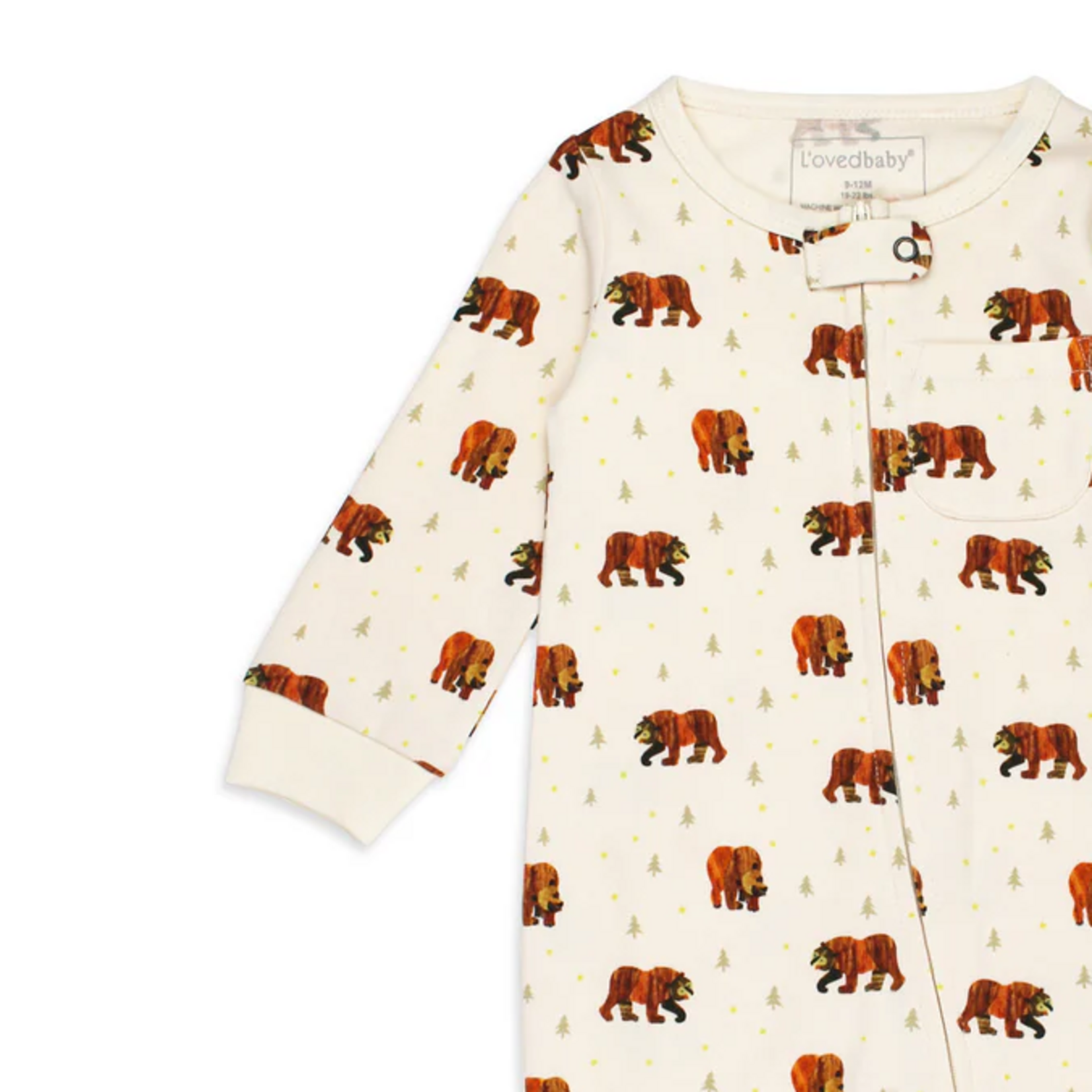 L'oved Baby Footless Zipper Romper - Brown Bear