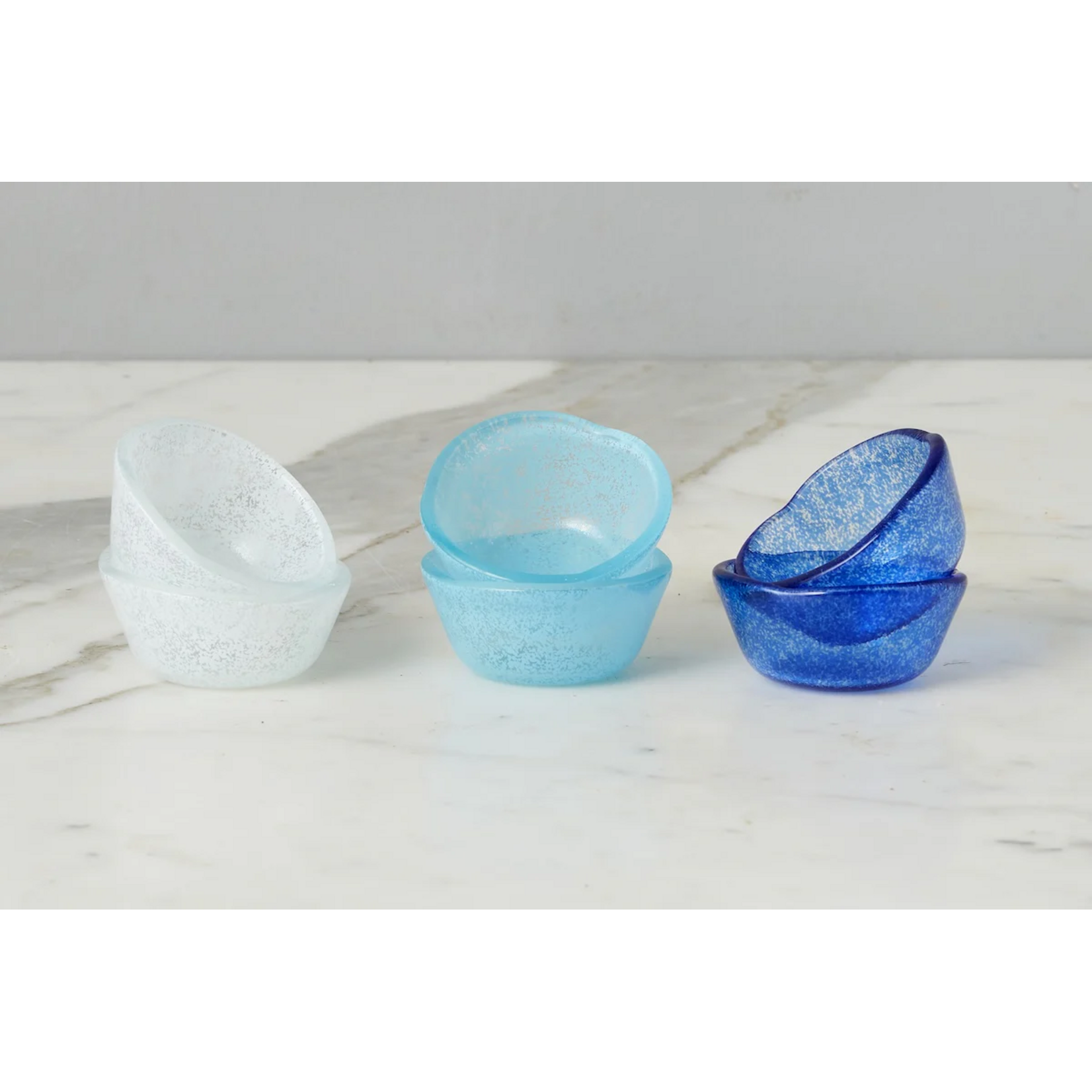 Etu Home Set of 6 Glass Pinch Pots Blues