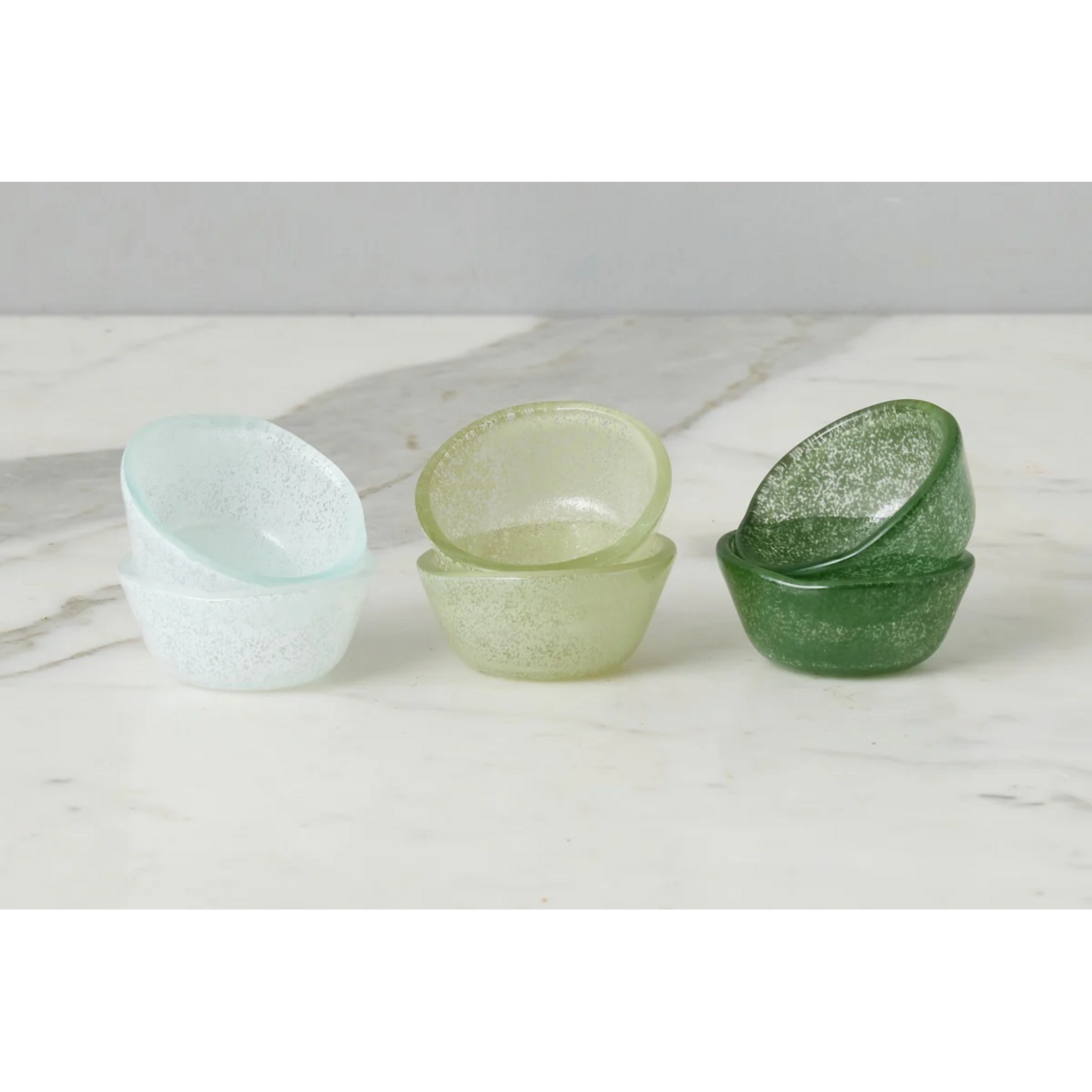 Etu Home Set of 6 Glass Pinch Pots Greens