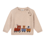 Viverano Animal Train Applique Knit Pullover - Oatmeal