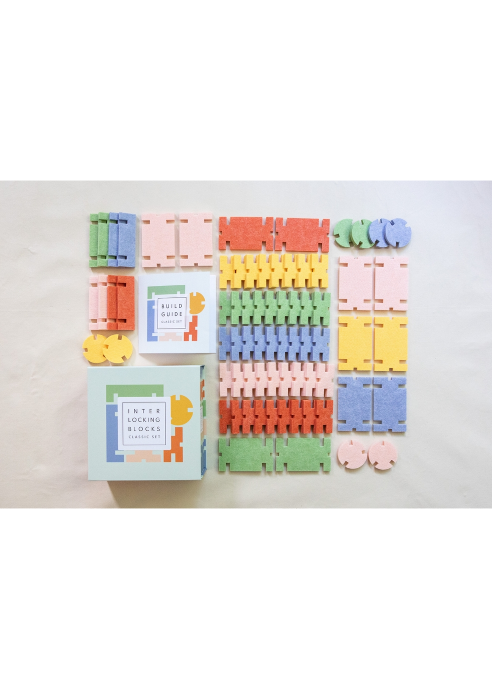 Lowercase Toys Interlocking Blocks Classic Set of 68 Multicolor