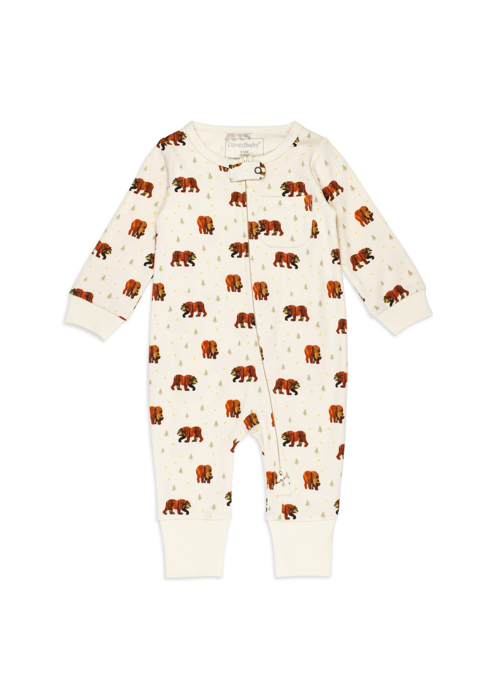 L'oved Baby Footless Zipper Romper - Brown Bear