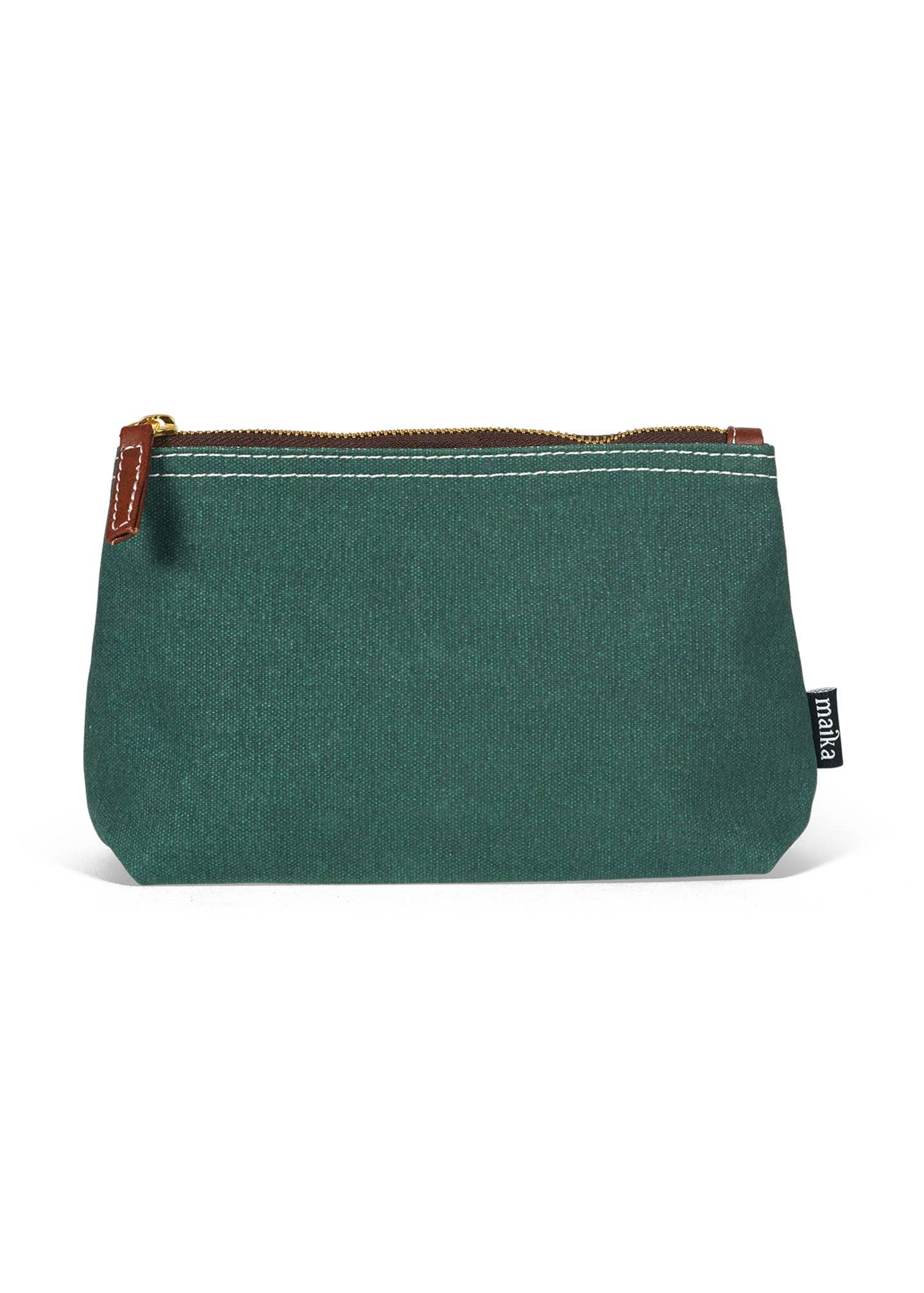 Maika Goods Recycled Canvas Pouch Medium - Waxed Green