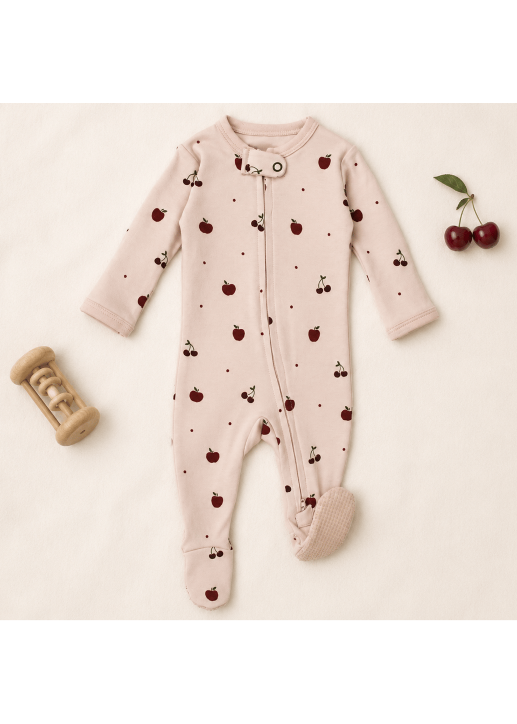 L'oved Baby Organic Zipper Footie Cherry Apple