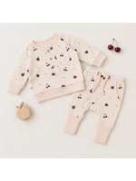 L'oved Baby Henley Sweatshirt & Jogger Set Cherry Apple